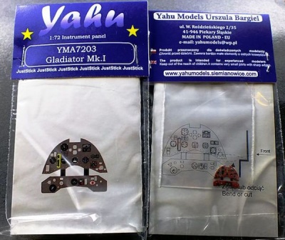 Gladiator Mk.I early Coloured Photoetch Instrument Panels - ''JustStick'' Ready to fit (designed for Airfix / Sword / Pavla kits) 1:72 Yahu Models