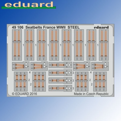 STEEL Seatbelts France WWII 1:48 Eduard Photoetch