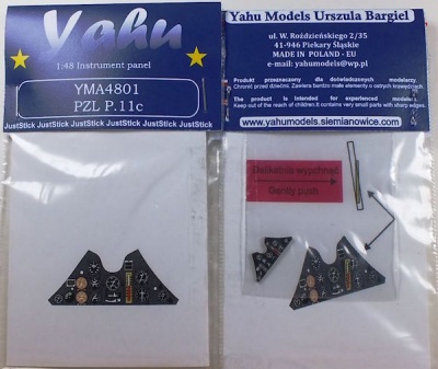 PZL P.11c Coloured Photoetch Instrument Panels - ''JustStick'' Ready to fit (designed for Mirage kits) 1:48 Yahu Models