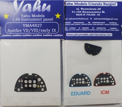 Spitfire Mk VII / VIII / IX early Coloured Photoetch Instrument Panels - ''JustStick'' Ready to fit (designed for Eduard / ICM kits) 1:48 Yahu Models