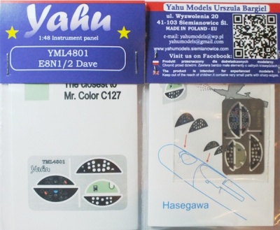 Nakajima E8N1/2 Dave Coloured Photoetch Instrument Panels (designed for Hasegawa kits) 1:48 Yahu Models