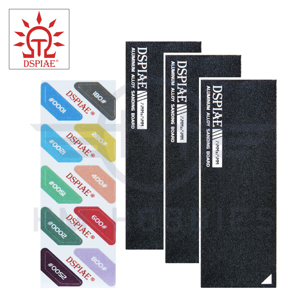 Aluminium Large Sanding Board Set with Stickers Black DSPIAE HM Hobbies