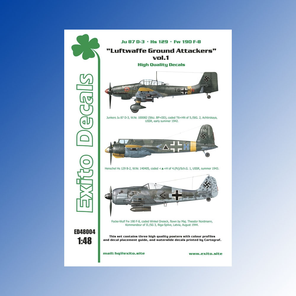 Hs 129 & Fw 190F-8 Exito Decals 1/48 Luftwaffe Ground Attackers vol.1 Ju 87 D-3