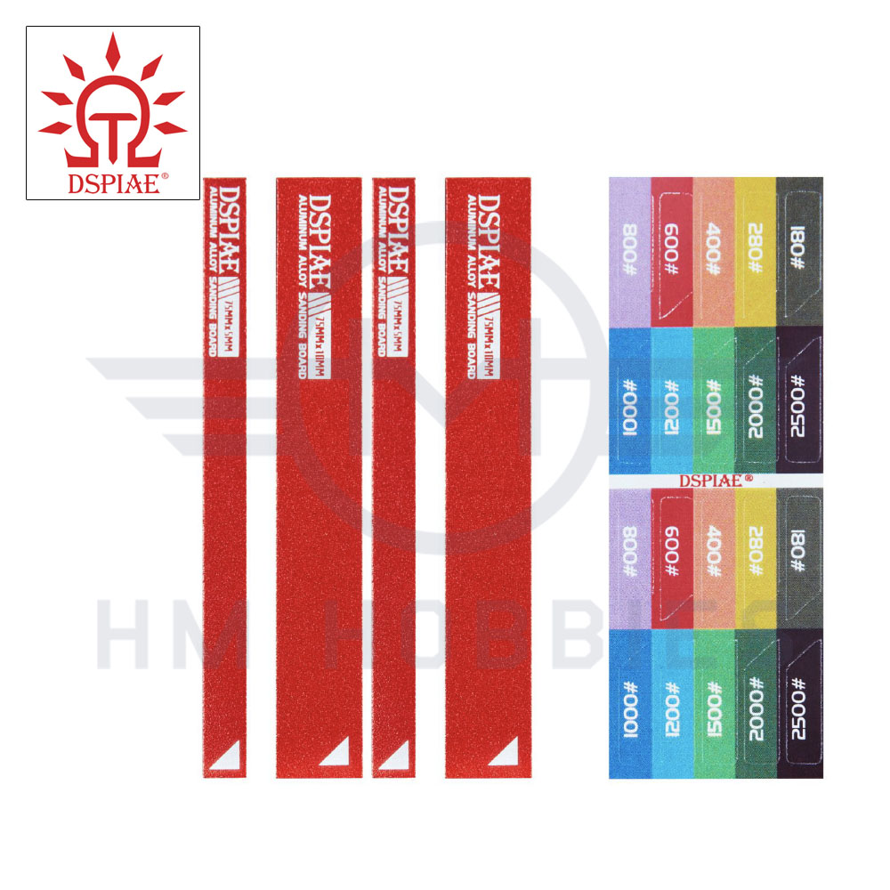Aluminium Small Sanding Board Set with Stickers Red DSPIAE HM Hobbies