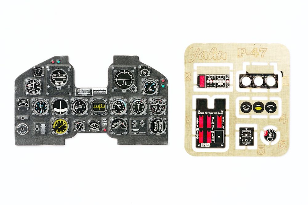 P-47 D late Coloured Photoetch Instrument Panels - ''JustStick'' Ready to fit (designed for Trumpeter kits) 1:32 Yahu Models