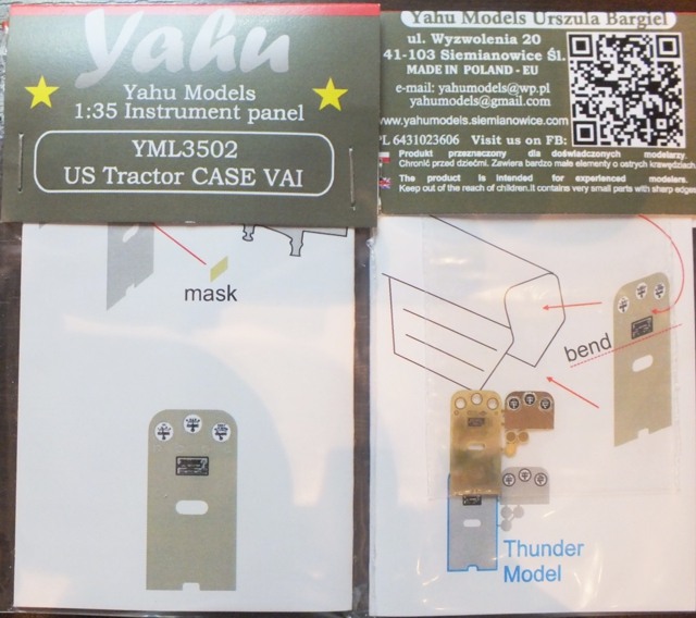 US Tractor CASE VAI Coloured Photoetch Instrument Panels (designed for Thunder Model kits) 1:35 Yahu Models